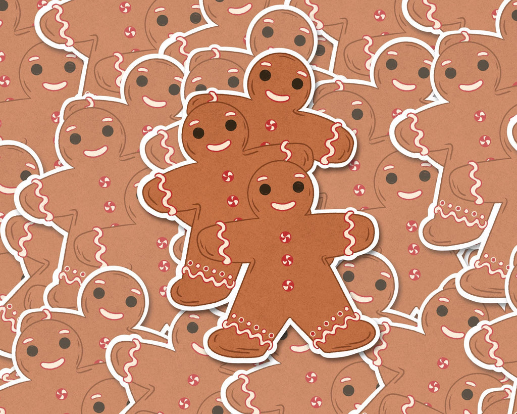 Gingerbread Cookie Sticker Cute Holiday Vinyl Decal Christmas Bakery Gumdrop Art Festive Stocking Stuffer Waterproof Sticker Decal ST024