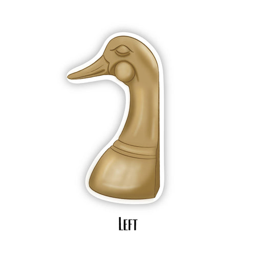 Brass Duck Book ends and Doorstop Illustration Waterproof Matte Vinyl Sticker L-ST053 R-ST054