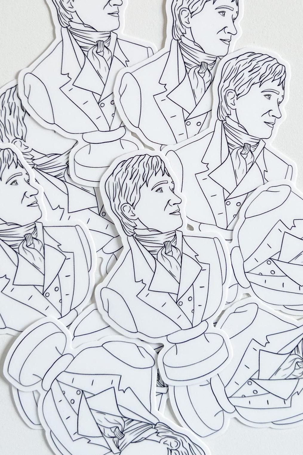 Mr. Darcy Bust Sticker Pride and Prejudice Reader Gift Idea Bookish Lover Kindle Case Sticker for Jane Austen Fan Bookish Friend Gift ST079