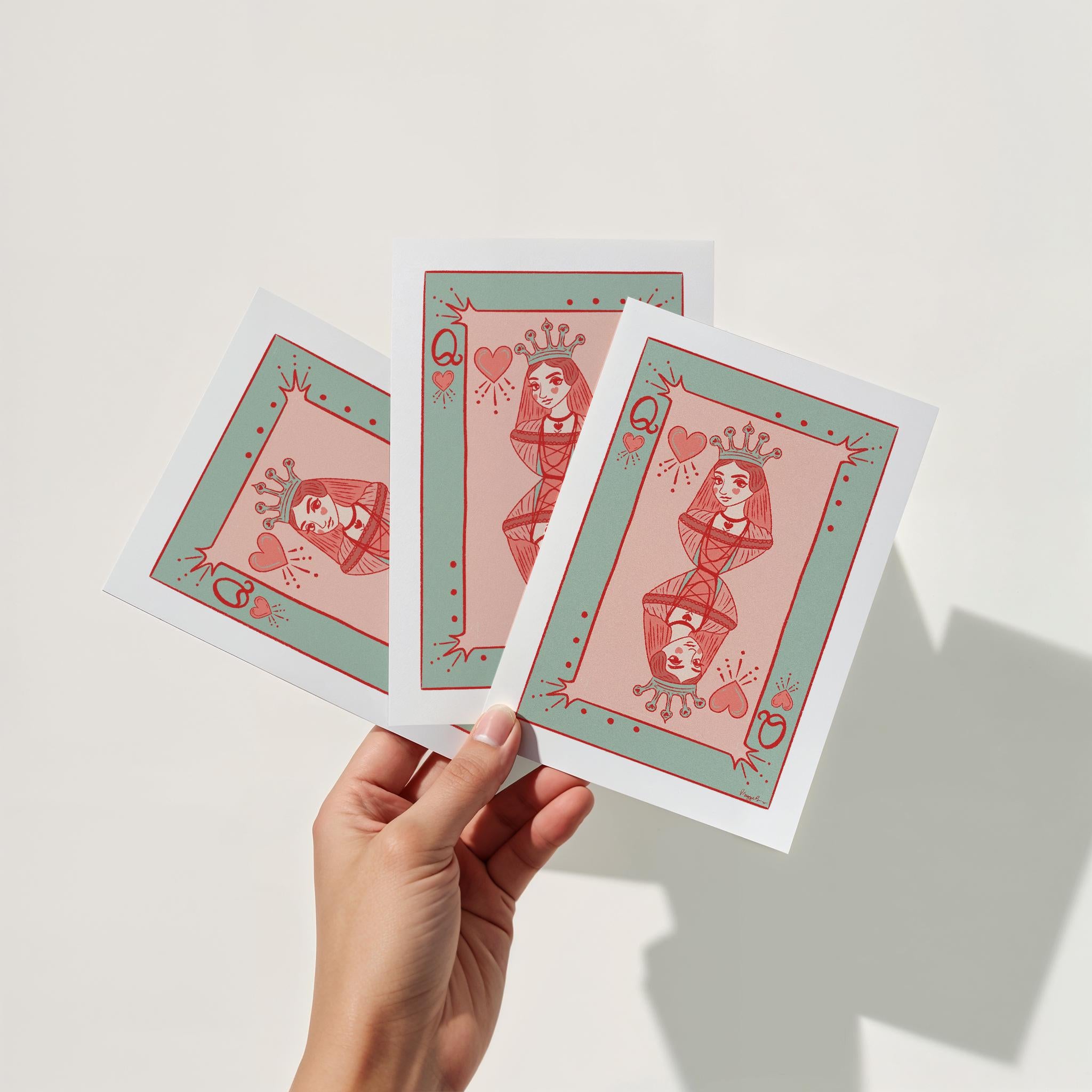 Queen of Hearts Instant Download Art Print Playing Card Illustration for Home Gallery Wall Decor Eclectic Feminine Decor Girls Bedroom Style