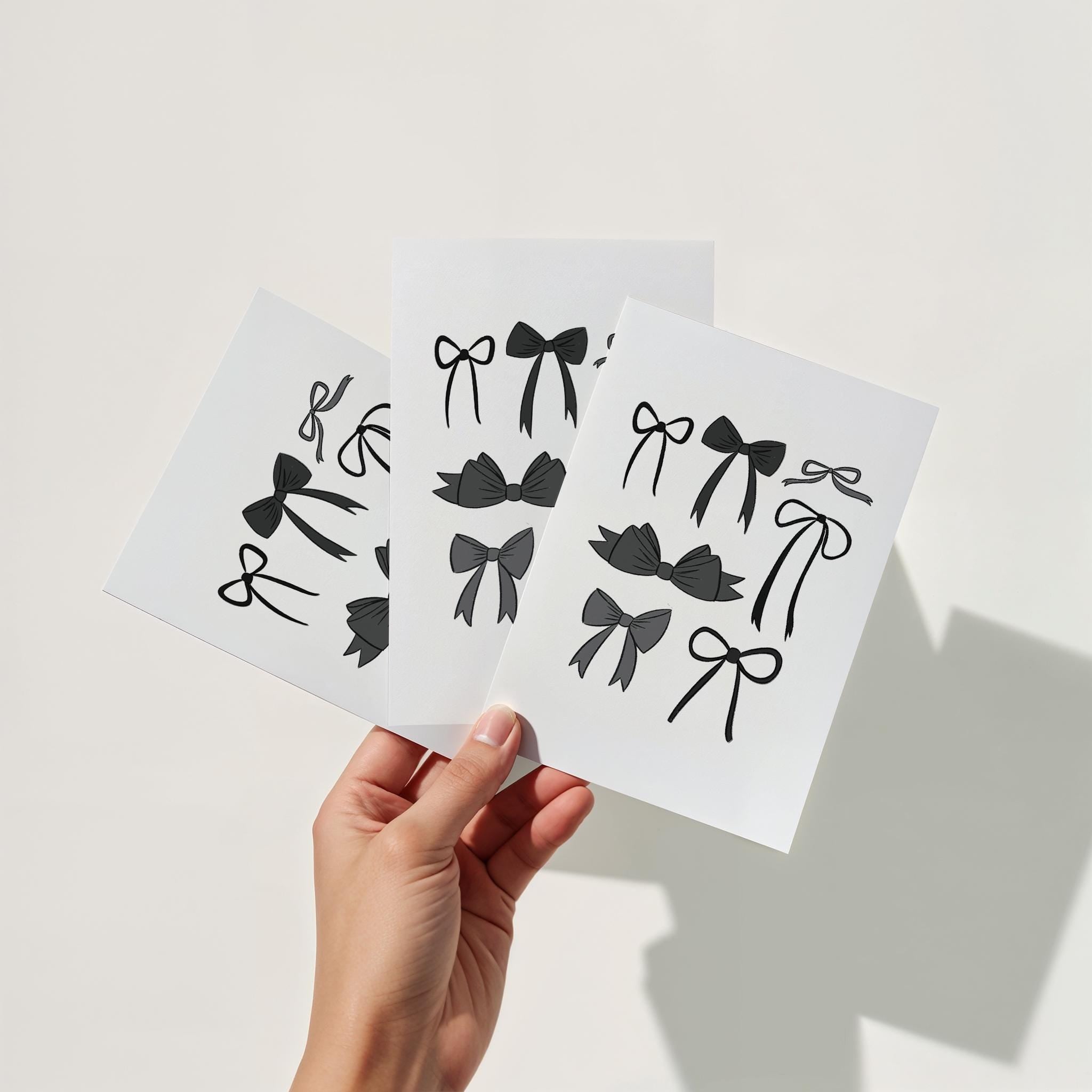 Black Coquette Bows Instant Download Art Print Original Illustrations of Assortment of Bows for Moody Goth Feminine Apartment Aesthetic DIY