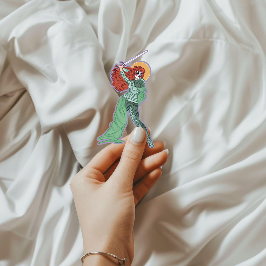 Roan of Arc Feminist Warrior Vinyl Sticker - Illustrated Medieval Knight Art in Waterproof Matte Vinyl ST116