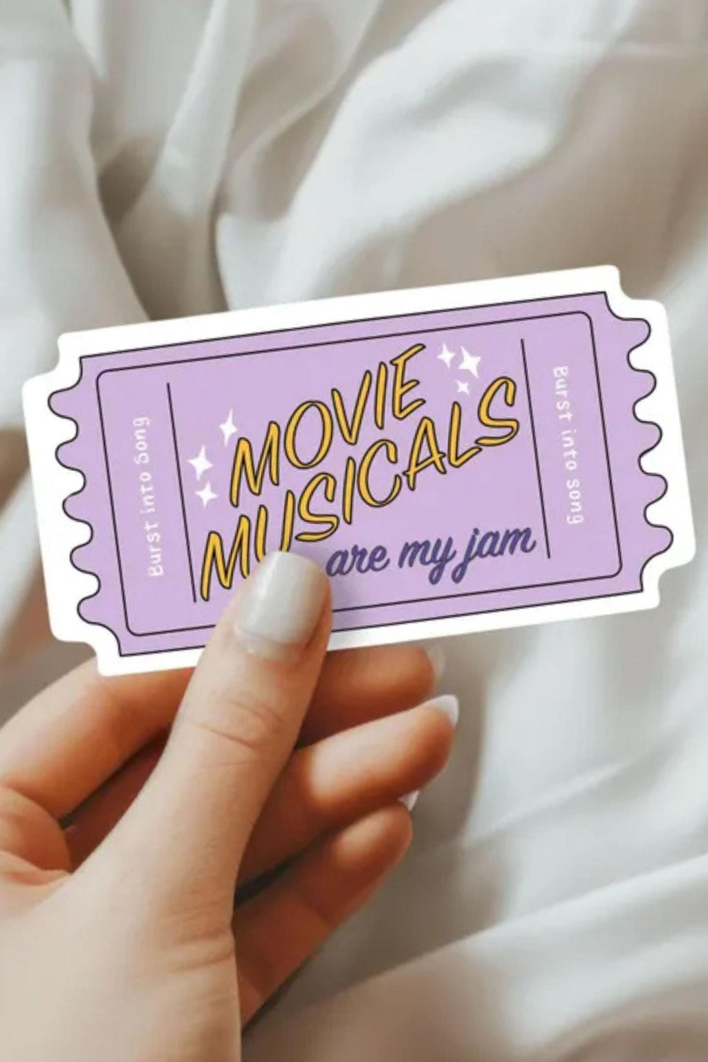 Movie Musicals Sticker Purple Ticket Stub for Musical Fans Purple Decal Computer Laptop Decor for Kindle Case Broadway Fan Gift Idea ST017