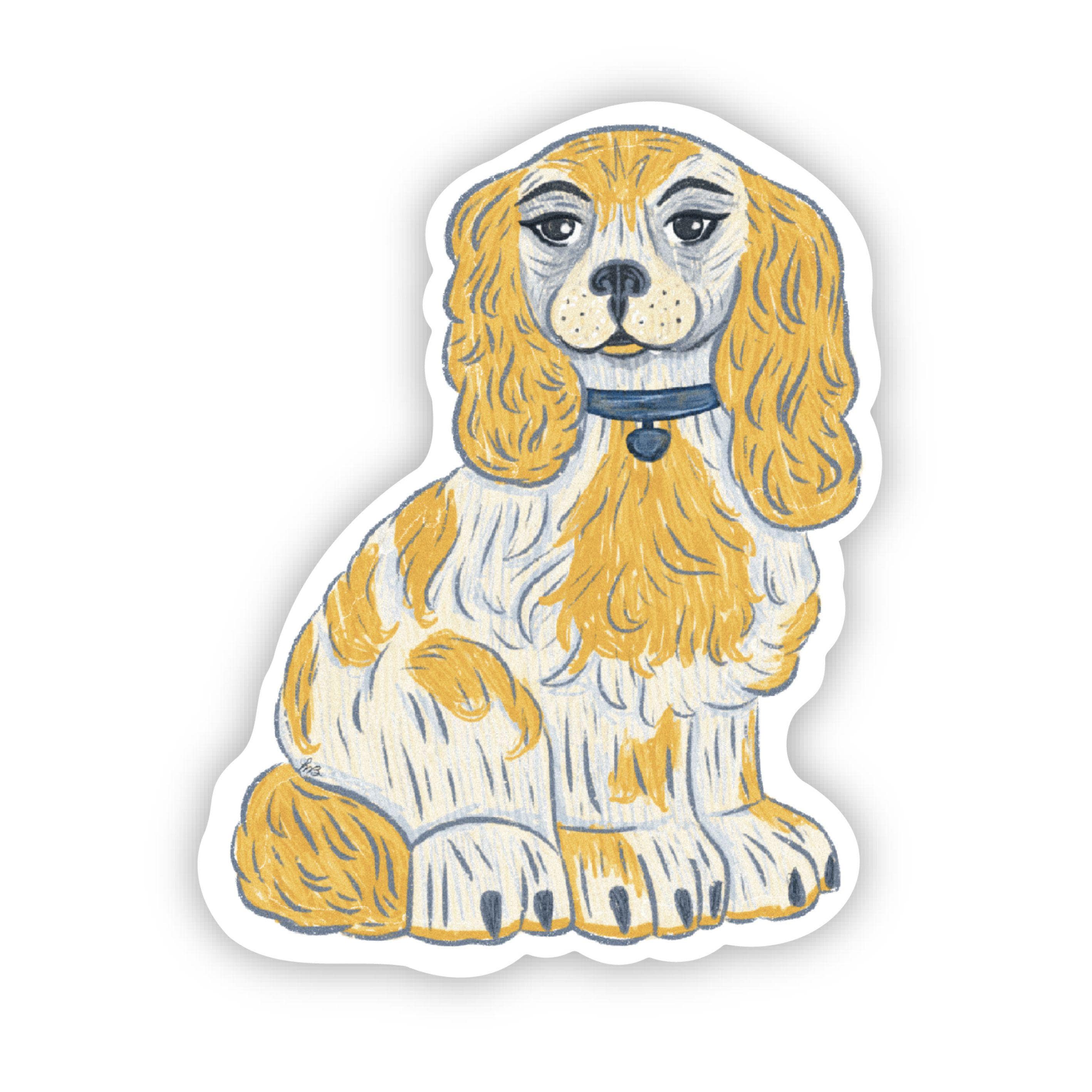 Staffordshire Dog Sticker: Nostalgic Home Decor, Illustrated Artwork Waterproof Vinyl Decal ST004