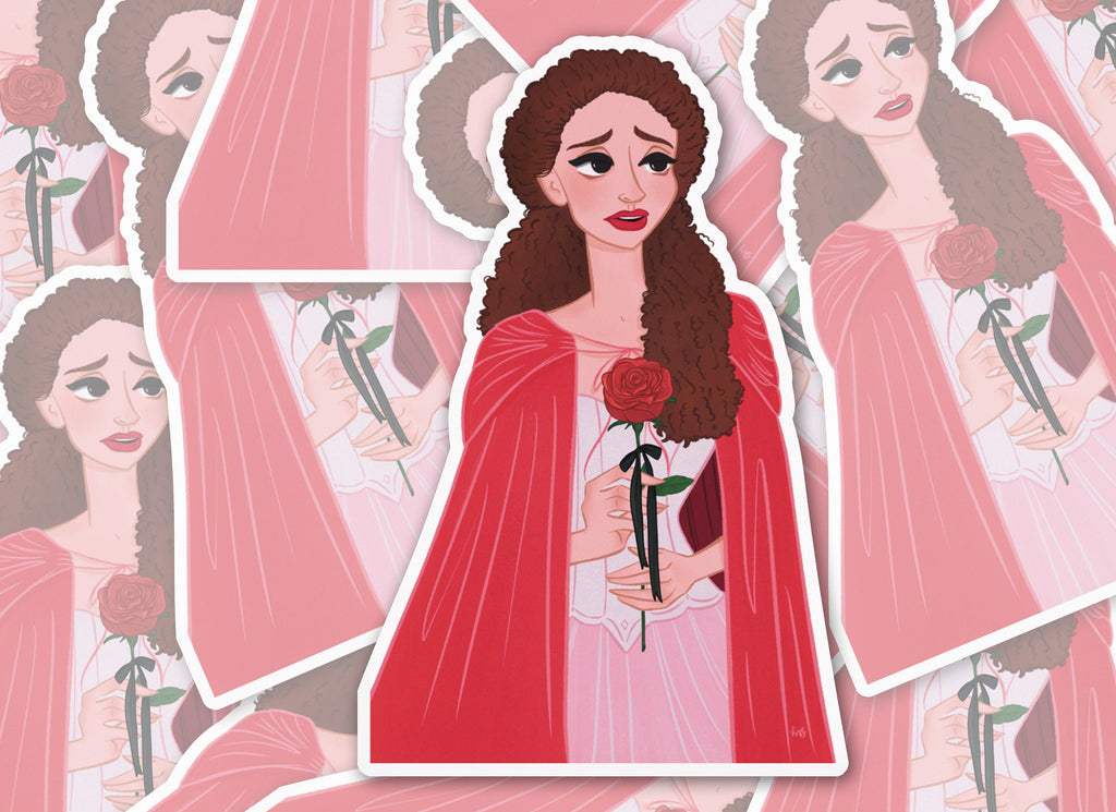 Rooftop Christine With a Rose Phantom of the Opera Daae Romance Musical Victorian Main Female Heroine Vinyl Water-proof Sticker Decal ST040