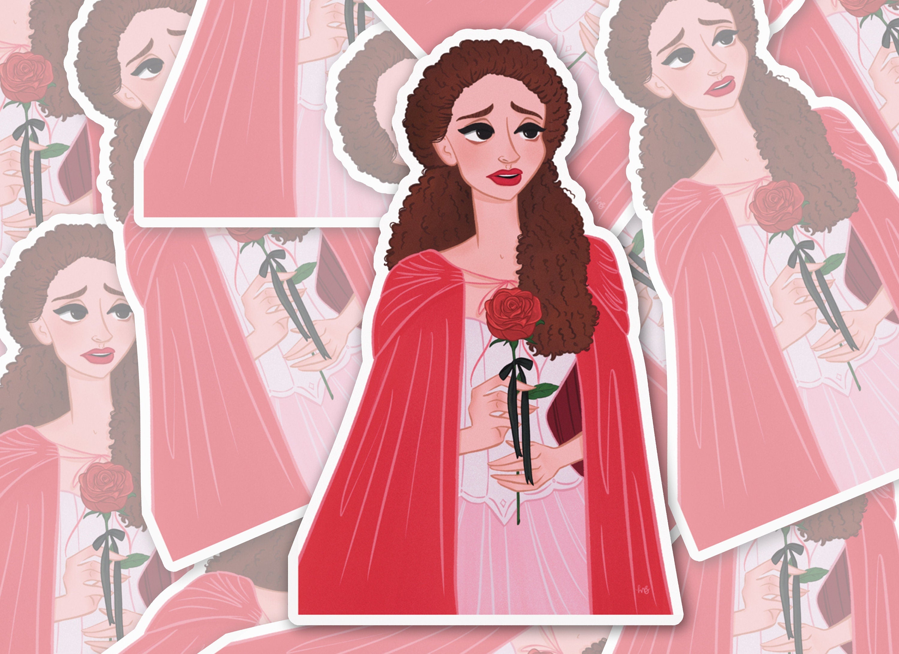 Rooftop Christine With a Rose Phantom of the Opera Daae Romance Musical Victorian Main Female Heroine Vinyl Water-proof Sticker Decal ST040