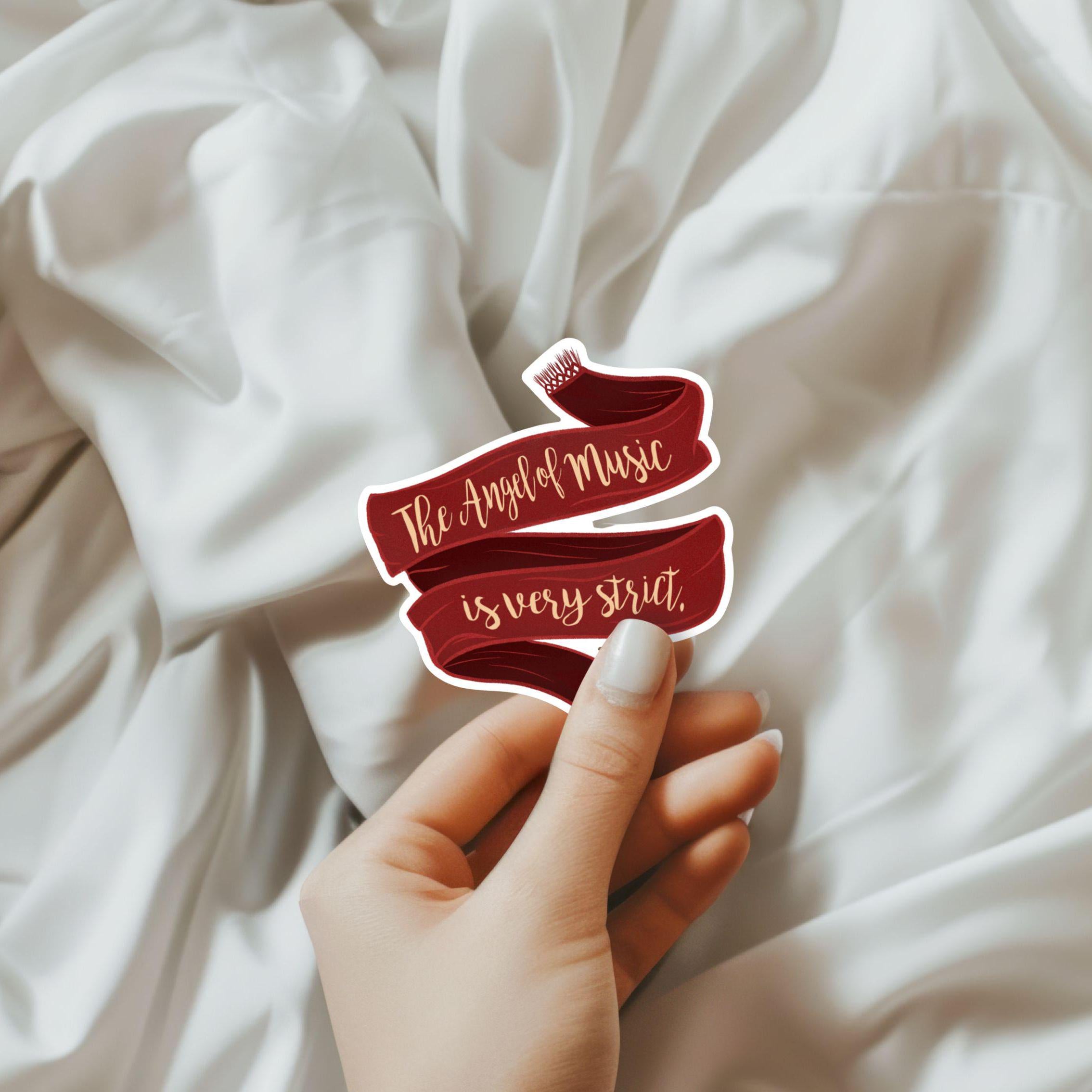 The Angel of Music is Very Strict Phantom of the Opera Musical Red Scarf Broadway Gothic Romance Vinyl Water-proof Sticker Decal ST028