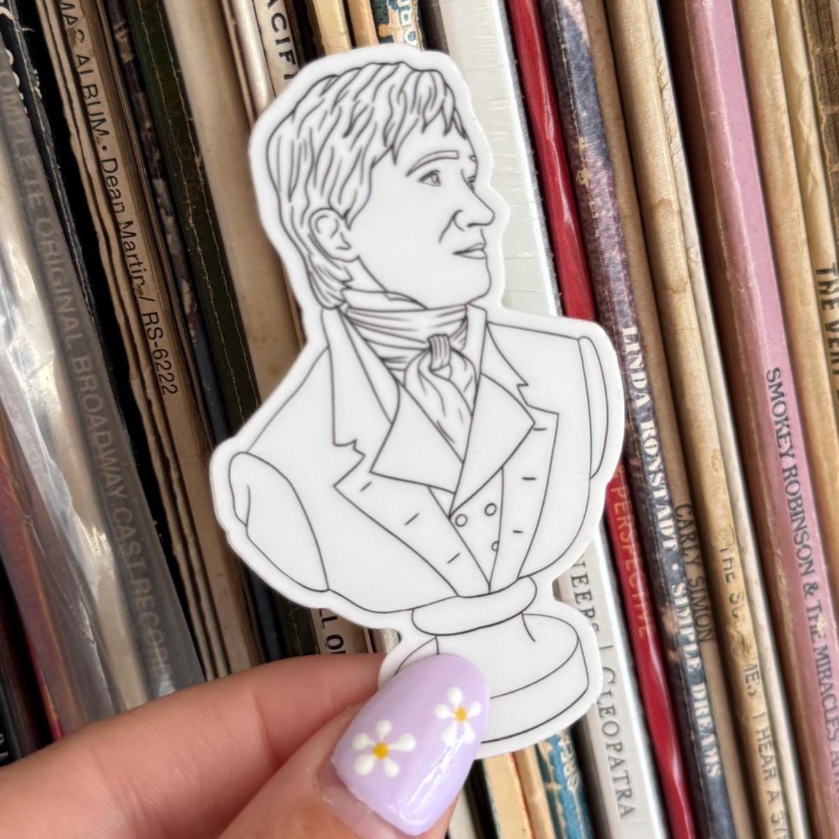 Mr. Darcy Bust Sticker Pride and Prejudice Reader Gift Idea Bookish Lover Kindle Case Sticker for Jane Austen Fan Bookish Friend Gift ST079