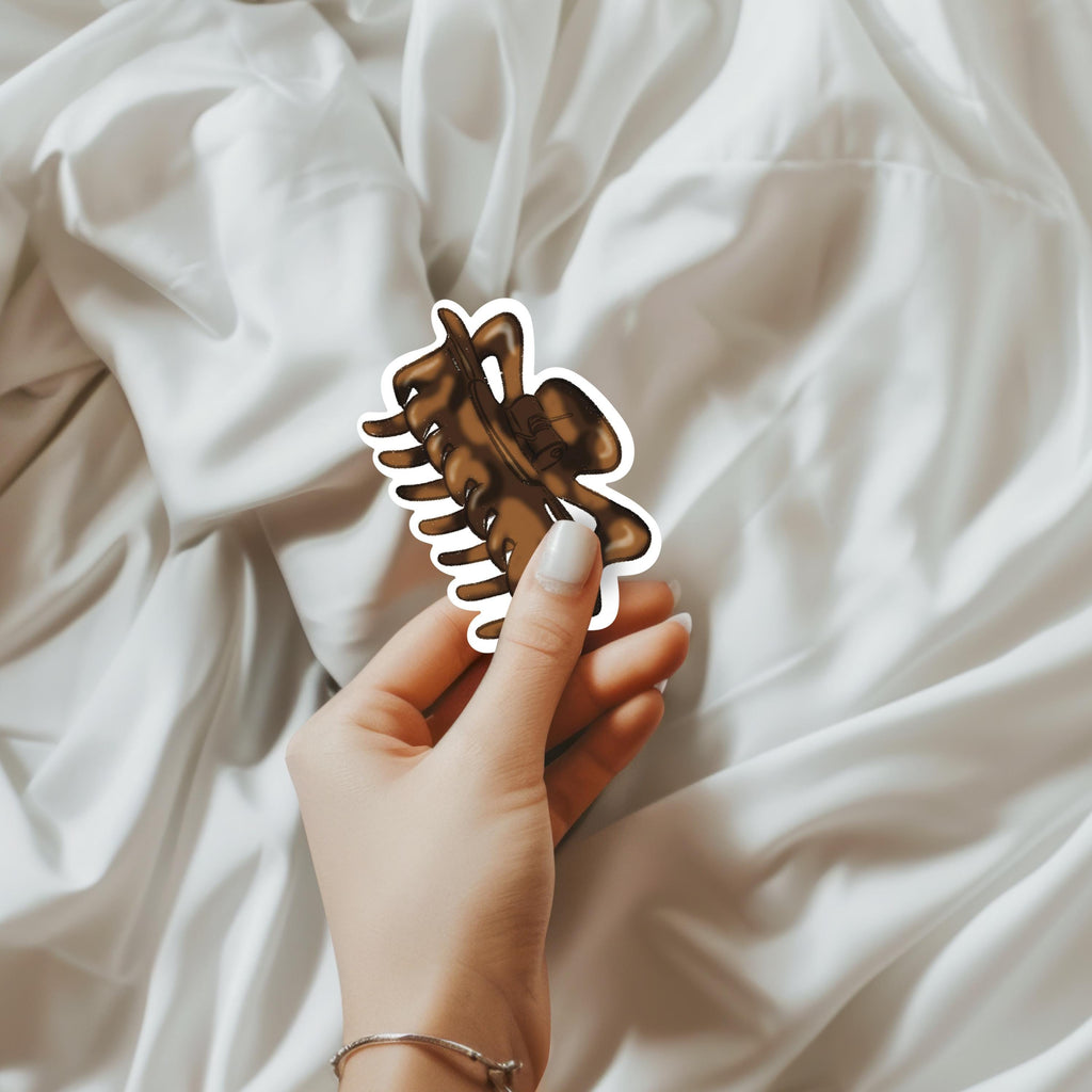 Tortoise Shell Hair Claw Clip Sticker Chic Minimalist Vinyl Decal Luxury Aesthetic Laptop Kindle Decor Fashion Icon Old Money Style ST123