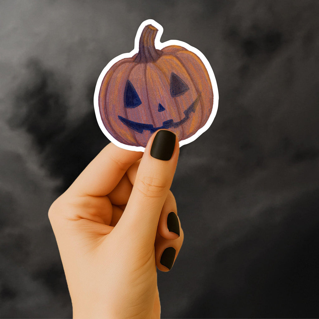 Halloween Pumpkin Sticker Illustrated Matte Vinyl Kindle and Laptop Sticker for Spooky Season ST147