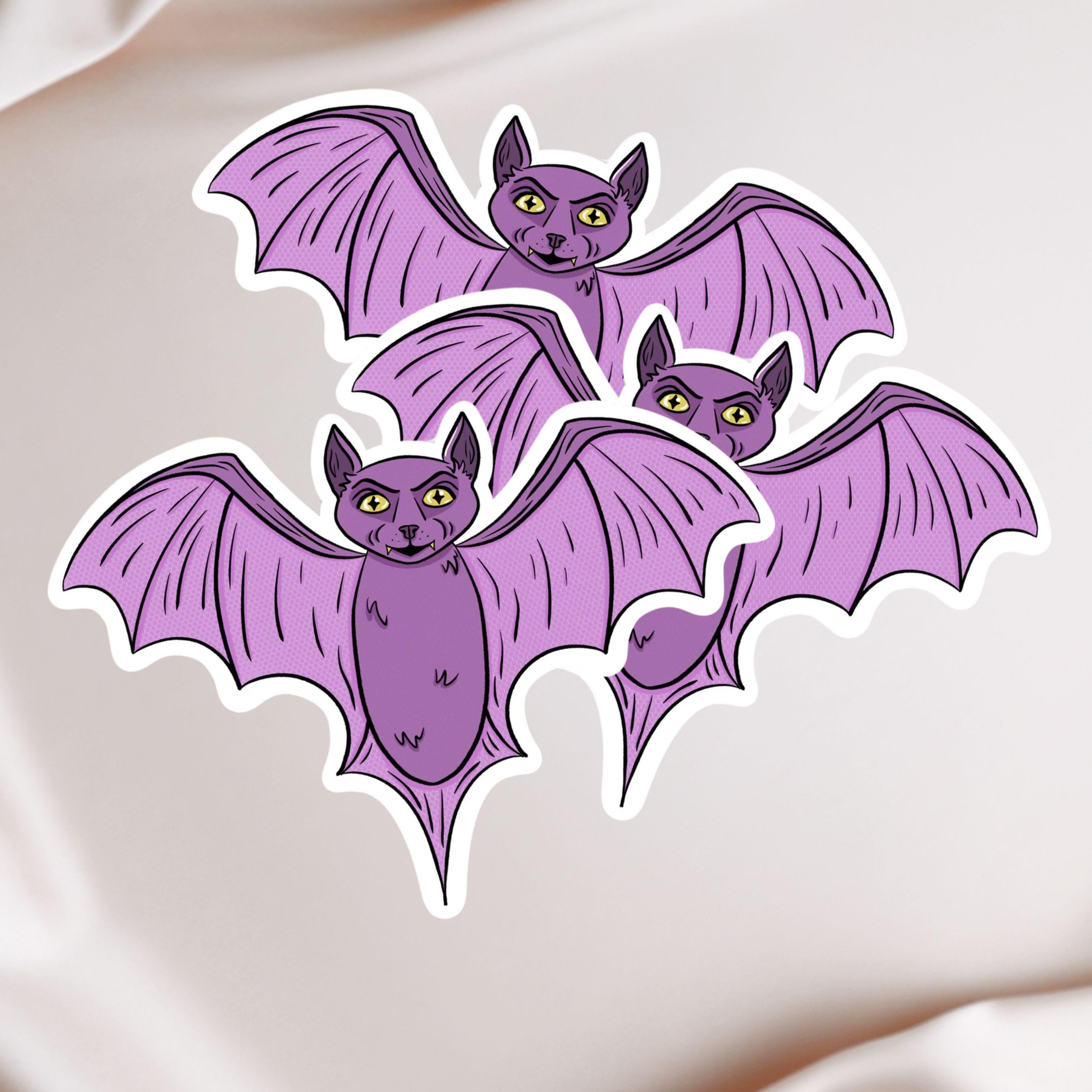 Purple Bat Sticker Cute Spooky Vampire Bat Vinyl Decal for Halloween Decor Water Bottles Laptops and Journals Witchy Goth Aesthetic ST057