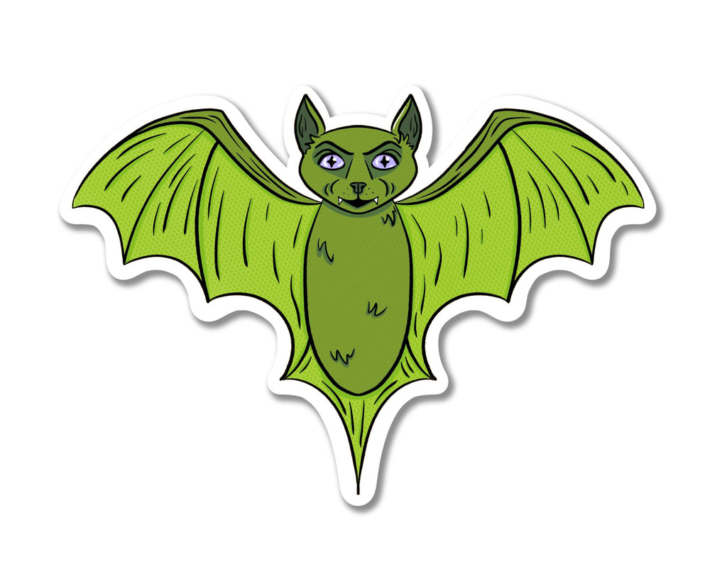 Batty Sticker of Green Bat Illustration Decal for Laptop Sticker Gift for Spooky Lover Aesthetic Illustrated Waterproof Sticker Green ST058