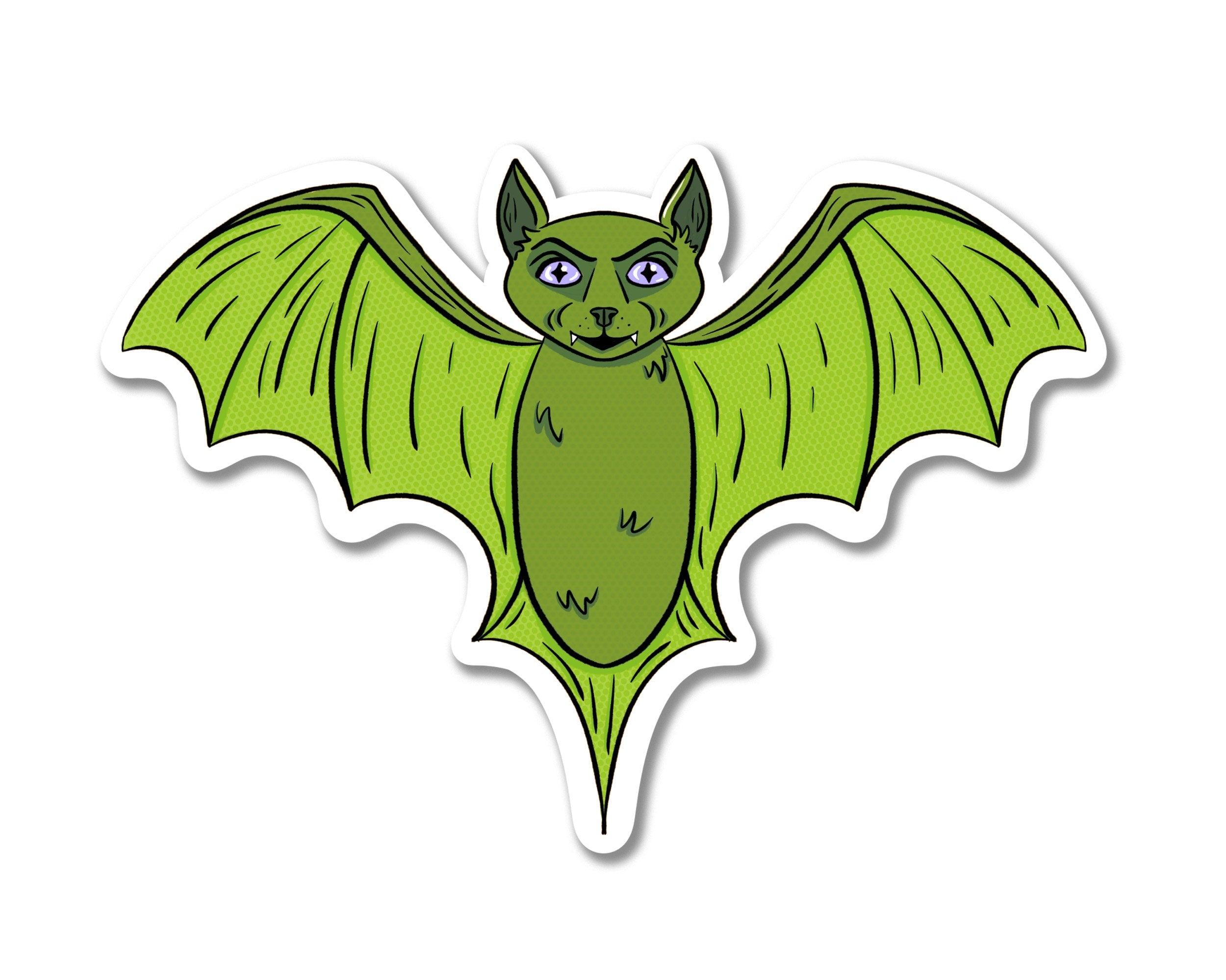 Batty Sticker of Green Bat Illustration Decal for Laptop Sticker Gift for Spooky Lover Aesthetic Illustrated Waterproof Sticker Green ST058