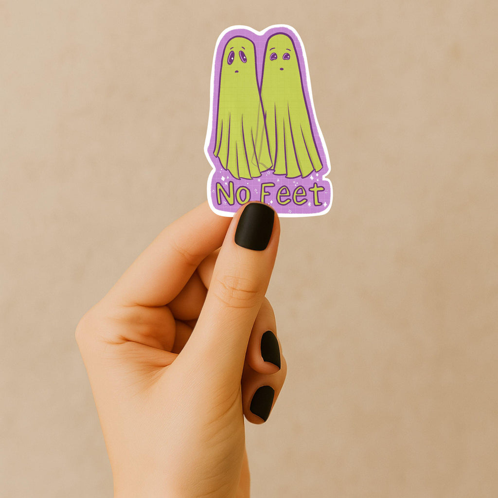 No Feet Ghost Sticker Beetlejuice Inspired Matte Vinyl Decal for Laptop Water Bottle or Journal Funny Spooky Quote for Horror Fans ST020
